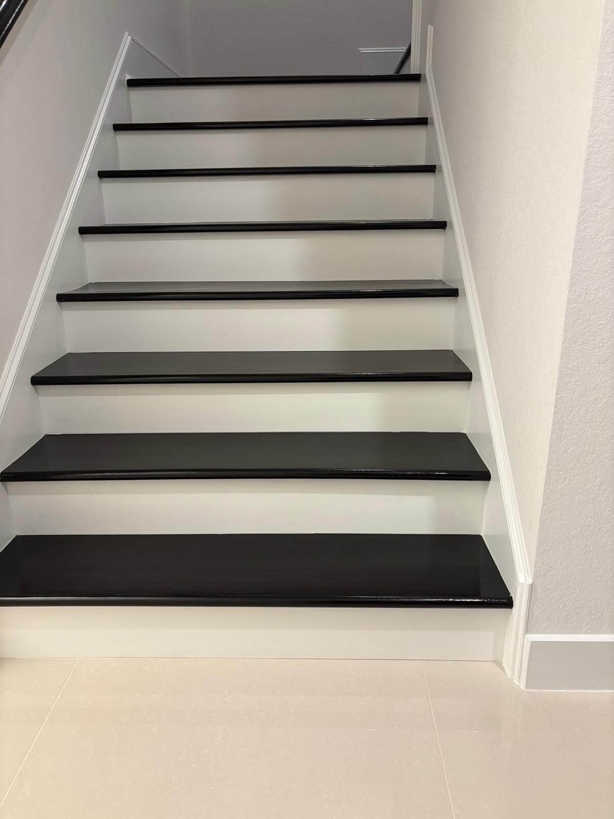 Black and white staircase remodel