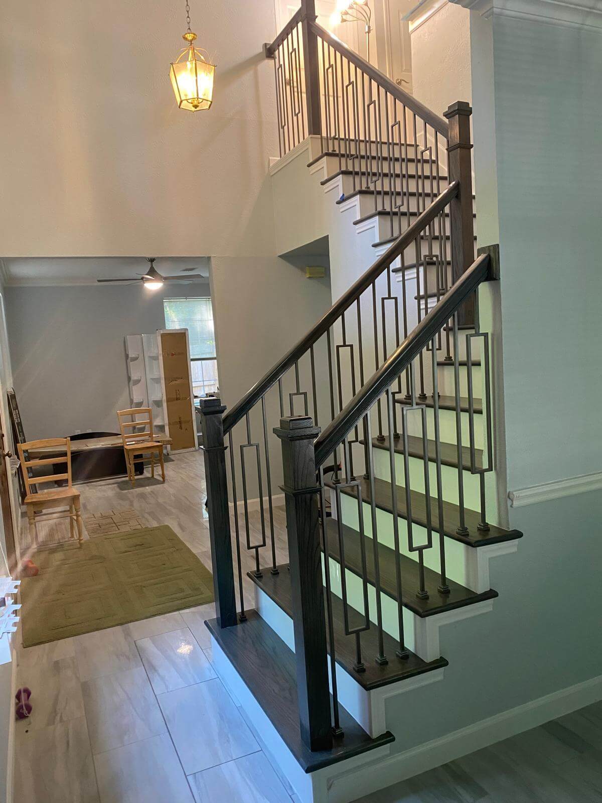 Custom staircase wood railing