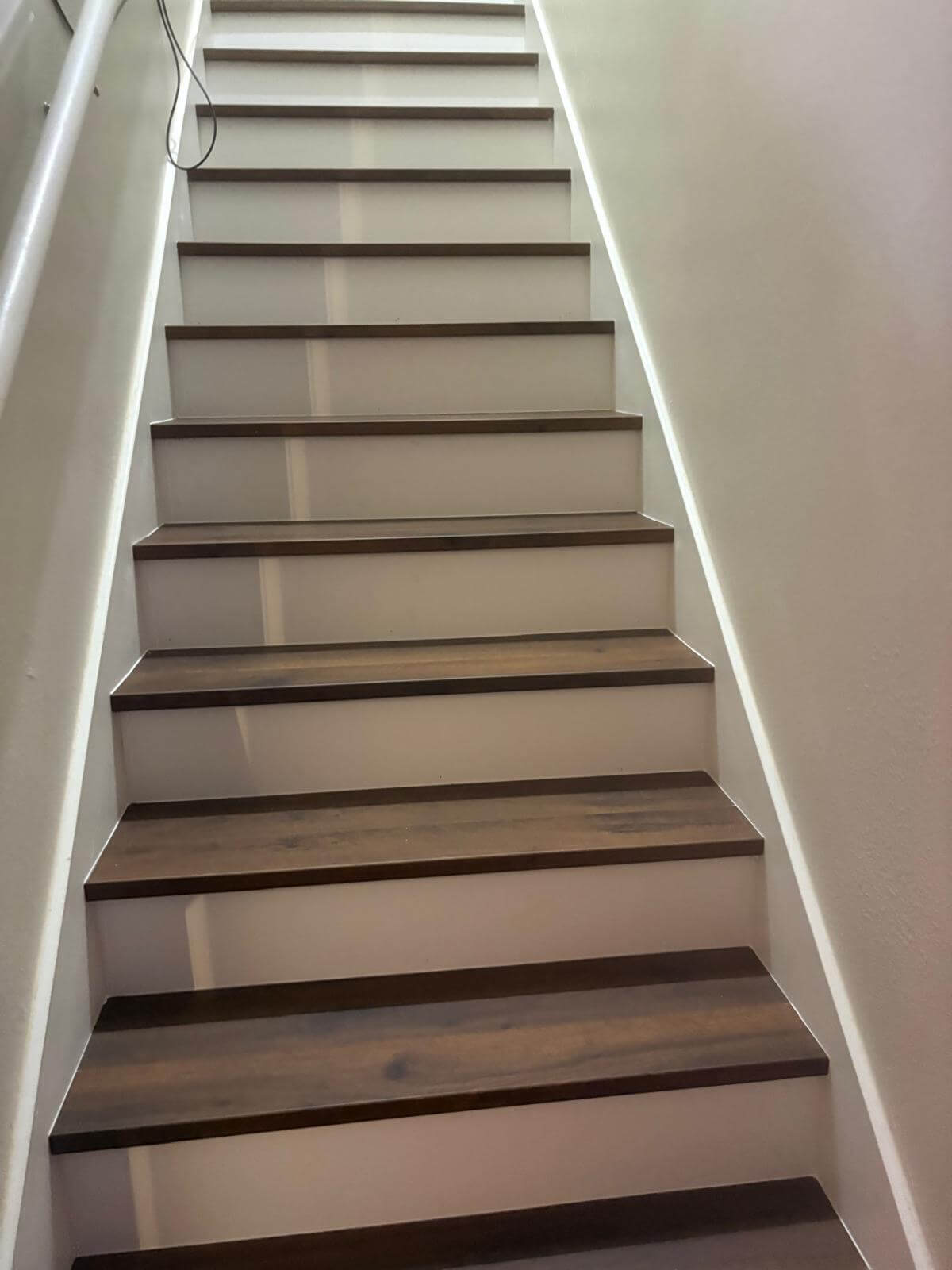 Hardwood stairs light finish