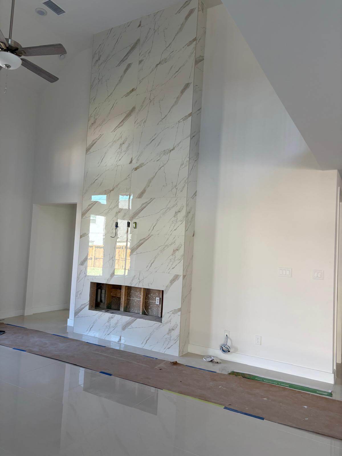 Marble fireplace wall tile