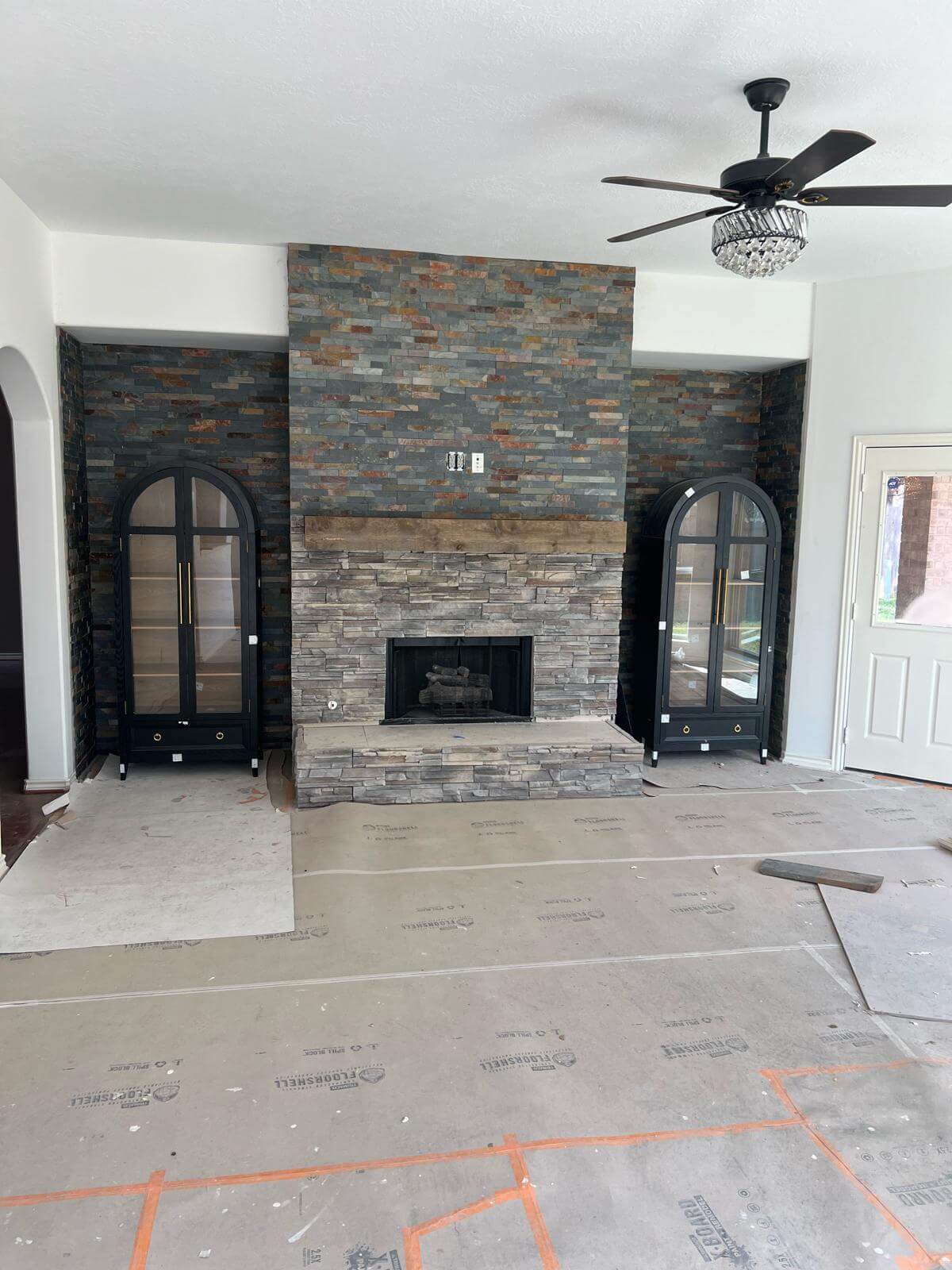 Stone fireplace remodeling